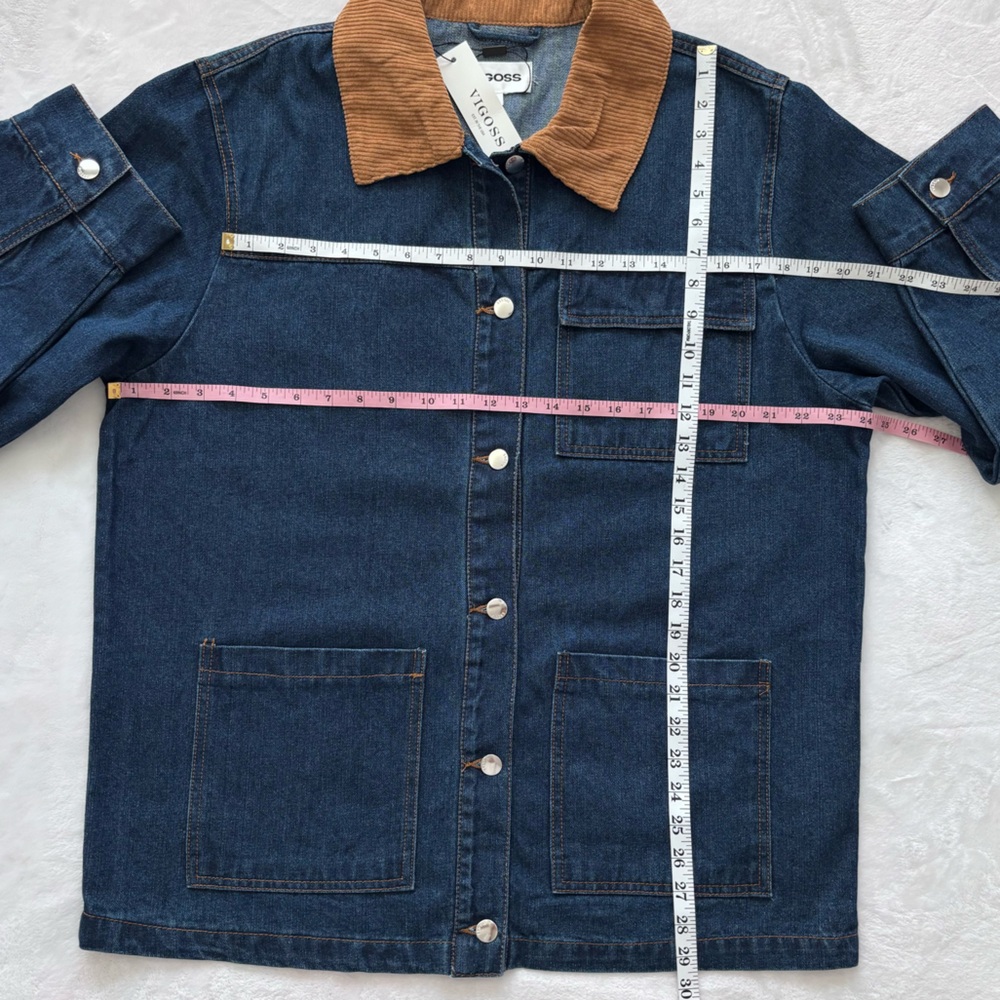 VIGOSS Oversized Denim Barn Jacket with Corduroy Collar--NWT--L - Picture 16 of 16